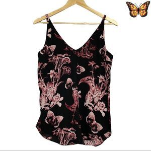 KISMET Butterfly and Floral Print Double V Tank Top Size Extra Small